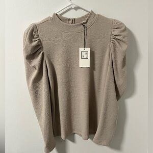 THML Taupe Textured Blouse